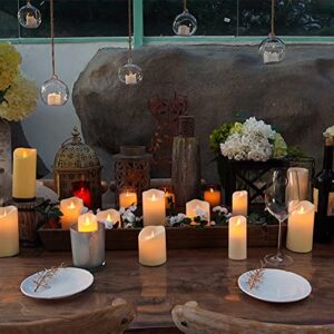 Waterproof Flickering Flameless Candles, Outdoor Indoor Battery Operated LED Candles with Remote Timers, Won't Melt, Ivory Frosted Plastic, D3.25 x H4 5" 6", Set of 3