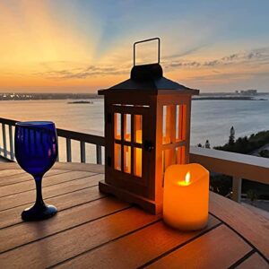 Waterproof Flickering Flameless Candles, Outdoor Indoor Battery Operated LED Candles with Remote Timers, Won't Melt, Ivory Frosted Plastic, D3.25 x H4 5" 6", Set of 3