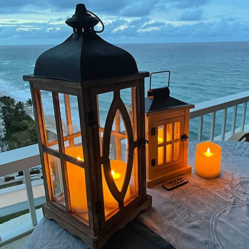 Waterproof Flickering Flameless Candles, Outdoor Indoor Battery Operated LED Candles with Remote Timers, Won't Melt, Ivory Frosted Plastic, D3.25 x H4 5" 6", Set of 3