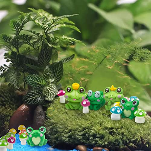 ELANE 72 Pieces Miniature Mushrooms Frog Figurine,Mini Mushrooms Decor Miniature Figurines Frog Party Decorations,Mini Mushrooms for Fairy Garden(Mixed Colors)