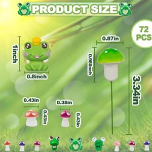 ELANE 72 Pieces Miniature Mushrooms Frog Figurine,Mini Mushrooms Decor Miniature Figurines Frog Party Decorations,Mini Mushrooms for Fairy Garden(Mixed Colors)