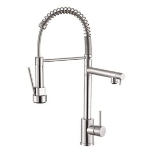appaso kitchen faucet with pot filler, commercial pre-rinse high arc kitchen sink faucet with pull-out spring spout, professional single handle faucets for kitchen sink, brushed nickel