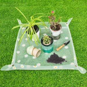 repotting mat for indoor plants waterproof clear potting mat foldable gardening mat plant potting repotting tray to control potting soil indoor plant garden accessories gifts for plant lovers 23.6"