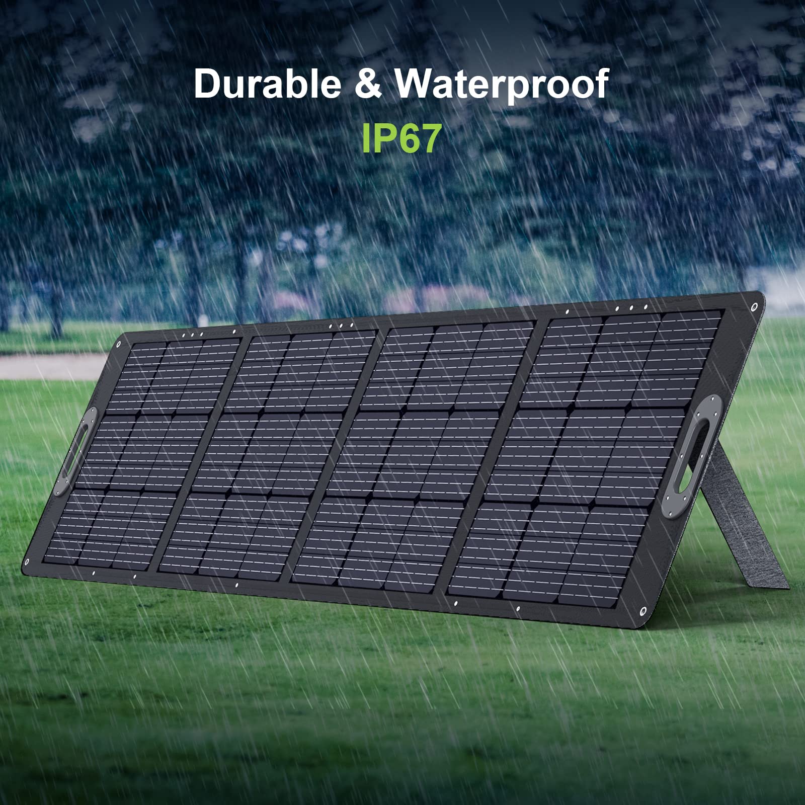 JustNow 200W Portable Solar Panel High Efficiency Foldable Kickstand Waterproof IP67 for Portable Power Station Camping Trip Outdoor