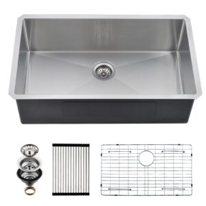 ecochannels undermount kitchen sink, 32 x 19 inch sink kitchen 16 gauge stainless steel large kitchen sinks single bowl