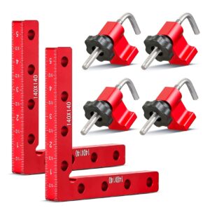 nefish 90 degree corner clamps for woodworking, right angle clamp positioning squares, 5.5" x 5.5" aluminum alloy clamping square tool for cabinets, picture frame, (2 pack)
