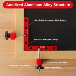 Nefish 90 Degree Corner Clamps for Woodworking, Right Angle Clamp Positioning Squares, 5.5" x 5.5" Aluminum Alloy Clamping Square Tool for Cabinets, Picture Frame, (2 Pack)
