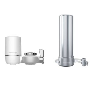 waterdrop wd-fc-01 nsf certified 320-gallon longer filter life water faucet filter & waterdrop 5-stage stainless steel countertop filter system