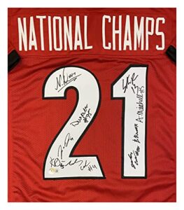 national champions georgia autographed custom jersey 9 sigs beckett coa bennett, bowers, davis, dean, carter