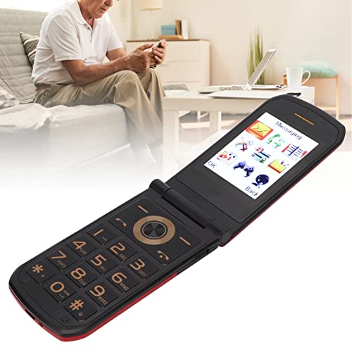 lonuo Cell Phone for Seniors, 100 to 240V 26x18 Dual Magnetic Speakers Wide Screen Unlocked Flip Phone 3D Keys for Daily Use (Red)