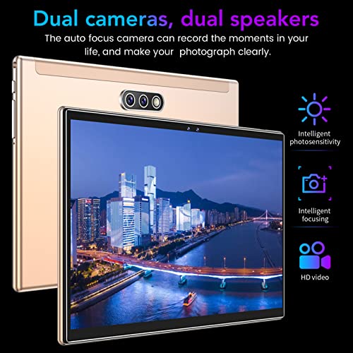 lonuo Tablet Gold, Dual SIM Dual Standby HD IPS Screen 6GB RAM 128GB ROM 100‑240V 8800mAh Office Work Tablet (US Plug)