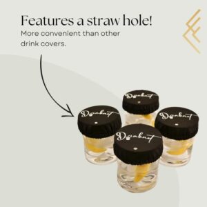 Drink Covers for Alcohol Protection 4-Pack Drink Spiking Prevention with Straw Hole for Women - Reusable Fabric Cup Cover for Drinks to Keep Out Unwanted Items