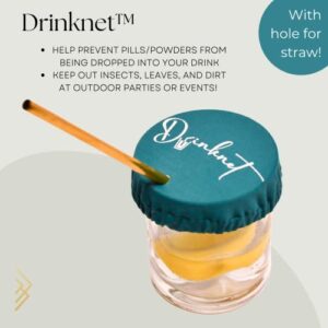 Drink Covers for Alcohol Protection 4-Pack Drink Spiking Prevention with Straw Hole for Women - Reusable Fabric Cup Cover for Drinks to Keep Out Unwanted Items