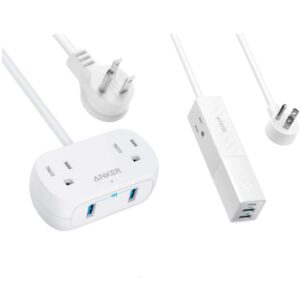 Anker Power Strip with USB PowerExtend USB 2 Mini, 2 Outlets, and 2 USB Ports and Travel Power Strip USB C, Anker 511 USB Power Strip, 2Outlets & 3USB Ports