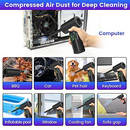 Compressed Air Duster, 110000 RPM Keyboard Cleaner for Office, 3 Adjustable Speed Electric Air Duster, Good Replacement for Compressed Air Can, 7500 mAh Rechargeable Electric Duster for Deep Cleaning