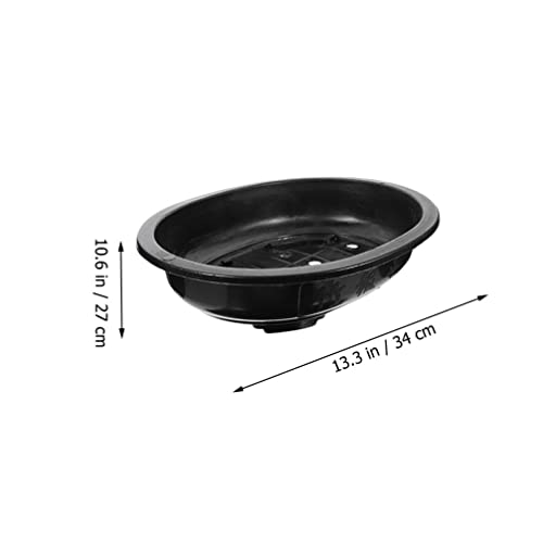 Yardwe Office Decor 4pcs Plastic Planter Oval Bonsai Training Pots with Drainage Hole Deep Flower Container Succulent Growing Pots for Garden Home Balcony Nursery Decor Black Outdoor Decor