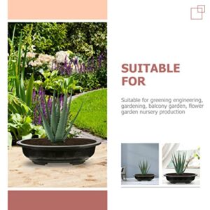 Yardwe Office Decor 4pcs Plastic Planter Oval Bonsai Training Pots with Drainage Hole Deep Flower Container Succulent Growing Pots for Garden Home Balcony Nursery Decor Black Outdoor Decor