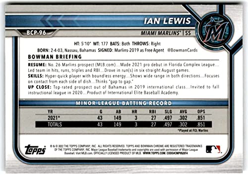 2022 Bowman Chrome Mega Box Mojo #BCP-96 Ian Lewis Miami Marlins Baseball Card