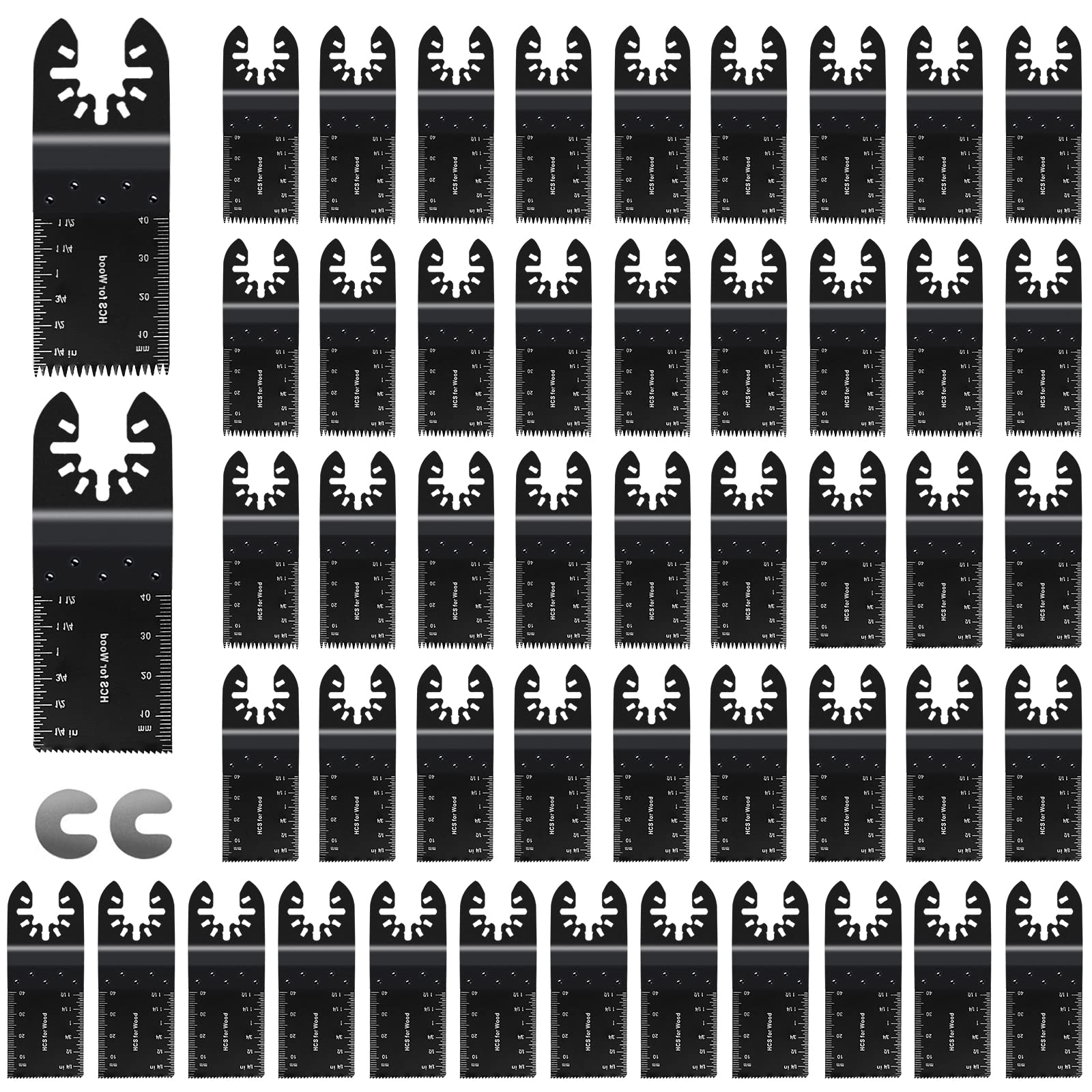 CONNOO 50 Pack Oscillating Saw Blades, Multitool Oscillating Tool Blades for Wood Metal Plastics, Japanese Long Teeth, Quick Release Multi Tool Blades Kits for Dewalt, Makita, Ryobi, Rockwell