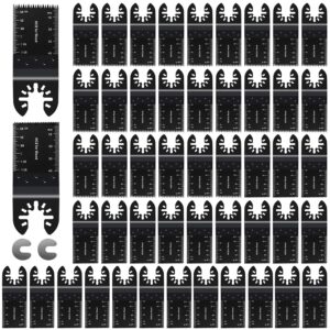 CONNOO 50 Pack Oscillating Saw Blades, Multitool Oscillating Tool Blades for Wood Metal Plastics, Japanese Long Teeth, Quick Release Multi Tool Blades Kits for Dewalt, Makita, Ryobi, Rockwell