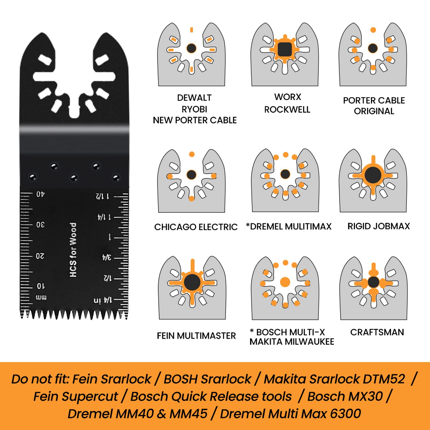 CONNOO 50 Pack Oscillating Saw Blades, Multitool Oscillating Tool Blades for Wood Metal Plastics, Japanese Long Teeth, Quick Release Multi Tool Blades Kits for Dewalt, Makita, Ryobi, Rockwell