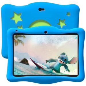 sgin android 12 kids tablet, 10 inch tablet for kids, 2gb+32gb toddlers learning tablet with case, parental control, games, dual camera, bluetooth, wifi(blue)