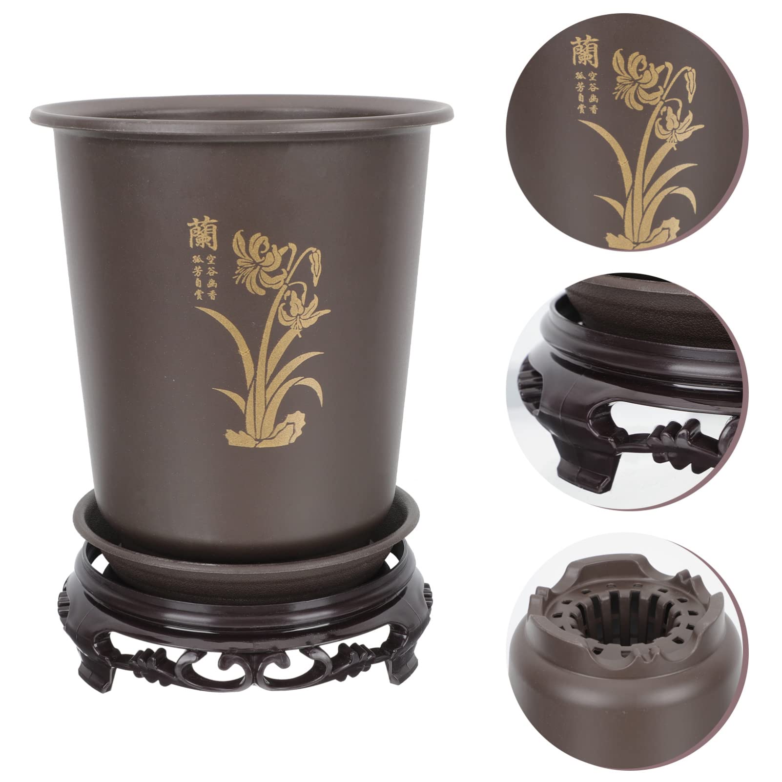 YARNOW 2 Sets Dried Arrangements Indoor Bonsai Planting Planter Plastic Stand Bucket Flowerpots Store High Base of Storage and Decorative Display Saucers Flower Flowerpot Floral Drainage