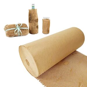 Moving Supplies Honeycomb Packing Paper for Dishes and Glassware 15 Inches * 820 Feet, Large Bubble Cushioning Wrap Roll Eco Friendly Packaging Shipping Material, Sustainable Box Void Filler