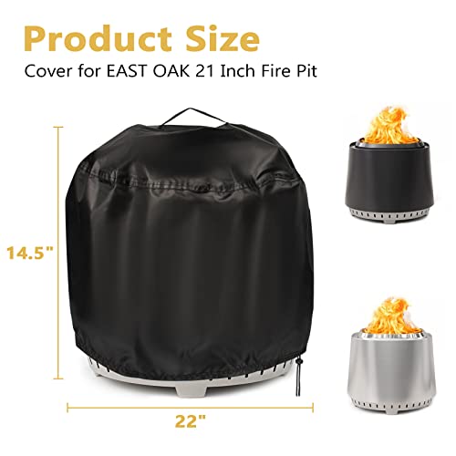 Hohong 22 Inch Fire Pit Cover Round, Pan Stove Firepit Cover Outdoor Fire Pit Cover for EAST OAK Smokeless Firepit All Season Protection Waterproof Dustproof - 22"Dia x 14.5"H