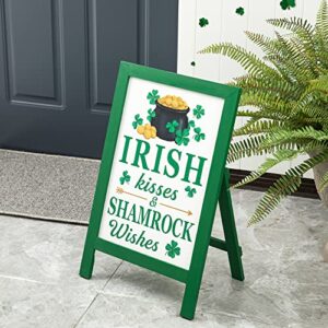 Glitzhome 24"H St. Patrick's Wooden Porch Sign, Welcome Sign for St. Patrick's Day Standing Hanging Home Front Door Yard Party Decor