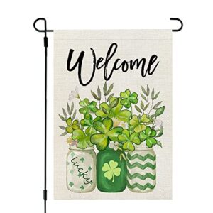 crowned beauty st patricks day garden flag 12x18 inch double sided for outside small burlap green shamrocks clovers lucky welcome yard holiday flag cf725-12
