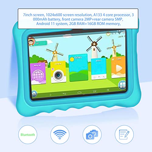 Hd Tablet Wifi Bluetooth Android Game Tablet,7inch Ips Display Screen,Christmas Birthday Gift,2gb Ram+16gb Rom,3000mah Battery,Android-11 System (Blue)