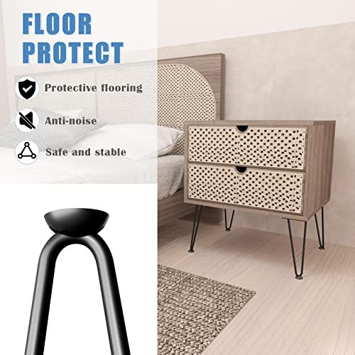 DonYoung Hairpin Legs 16", Coffee Table Legs Set of 4 Metal Furniture Legs, Mid Century Modern Style Table Legs for Nightstand Sofa Bench, Rubber Floor Protectors Included, Black