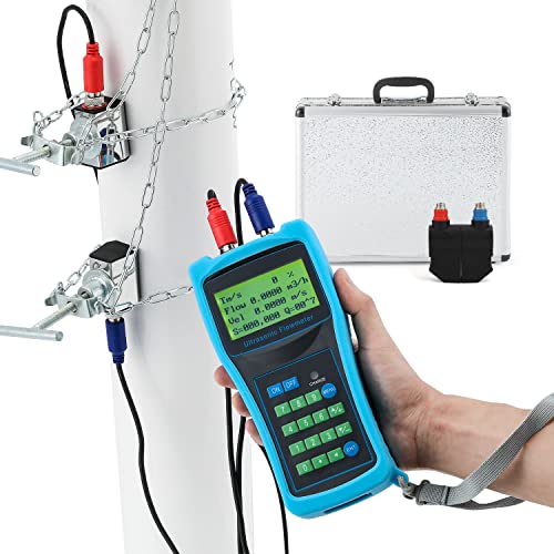 Bonoutil Ultrasonic Flow Meter Clamp on Handheld Portable Flowmeters with LCD Display S1 M2 Sensors Carrying Case 1/2-28"