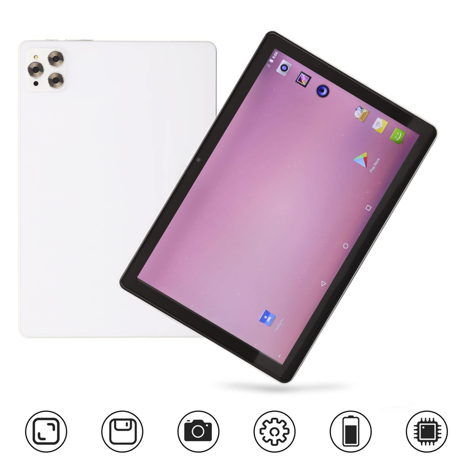 ASHATA 10 Inch Tablet Android 11, 4G Talkable Tablet, 1960x1080 IPS HD Touchscreen, Octa Core CPU, 8GB RAM 128GB ROM, 5MP 8MP Camera, 8000mAh Battery, 2.4G 5G WiFi (White US) (ASHATAupb70mft2w-11)