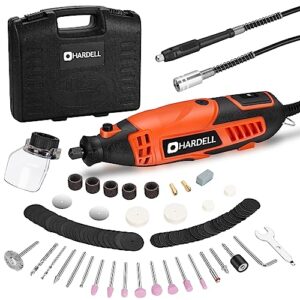 hardell rotary tool kit, 160w power rotary tool with flex shaft - 7 variable speed from 8000 to 35000rpm, 85pcs accessories, rotary tools for carving, cutting, engraving, sanding, grinding