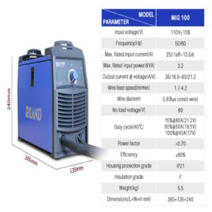 MIG 100 No Gas Light Welder IGBT Intelligent Protection