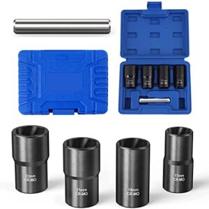 DOUARQ Twist Socket Set Lug Nut Remover Extractor Tool - 5-Piece Metric Bolt and Lug Nut Extractor Socket Tools