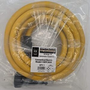 Connecticut Electric 25 Foot Generator Power Extension Cord, 50 Amp, 4 Prong, NEMA 14-50P to SS2-50R (CS6364)