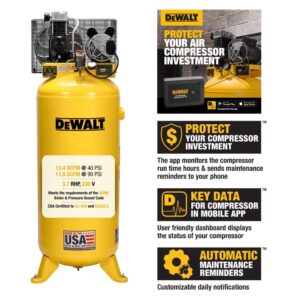 DEWALT 60 Gal. 3.7 HP 175 PSI Stationary Vertical Air Compressor with Air Compressor Monitoring System (DXCM602A.COM)