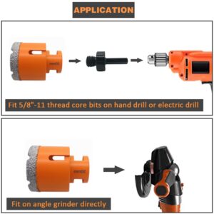 BeQell 1-1/2" Diamond Core Drill Bit 38mm 5/8-11 Thread Diamond Hole Saw for Porcelain Tile Ceramic Marble Brick Granite Drilling & 3/8" Hex Shank Adapter