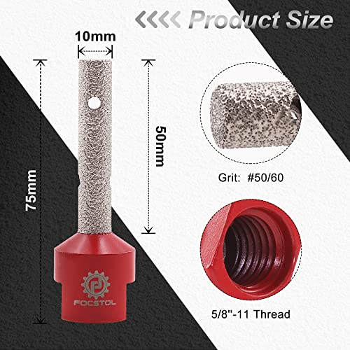 FOCSTOL Diamond Finger Milling Bits - 3/8''(10mm) Core Drill Bit for Enlarging,Shaping,Grinding and Round Bevel Existing Holes in Tile Porcelain Ceramic Granite Marble Stone 5/8''-11 Thread