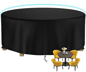 round patio table cover waterproof, 62" diax25" h heavy duty oxford fabric outdoor patio furniture cover patio table chair set covers for garden round table dining set, black