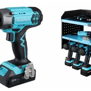 DURATECH Impact Driver Kit - 20V Electric 1/4 Inch Driver Set with 20 Pcs Sockets and Screwdriver Bits and DURATECH Power Tool Organizer