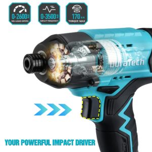 DURATECH Impact Driver Kit - 20V Electric 1/4 Inch Driver Set with 20 Pcs Sockets and Screwdriver Bits and DURATECH Power Tool Organizer