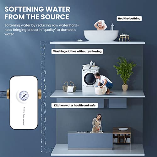 Whole House Water Filtration System, Central Water Softener, Reusable Pure Physical Type Salt-Free Softener That Inhibits Limescale, 10 Years of Use Without Change, Joint U.S. and Chinese Tech
