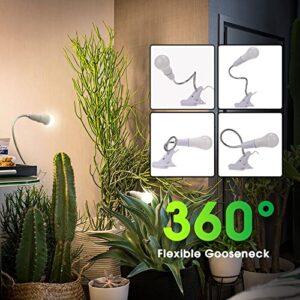 Briignite Grow Lights for Indoor Plants, Full Spectrum Grow Light, 11W LED Clip On Grow Lights 100W Equivalent, Adjustable Gooseneck, Bulbs Replacement, Grow Lights for Seed Starting, Succulents