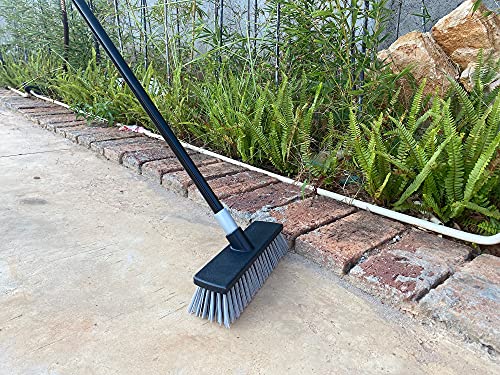 12-Pack Heavy Duty Stiff Bristle Push Brooms Bulk with Telescopic Handle - Ideal for Schools, Warehouses, and Factories
