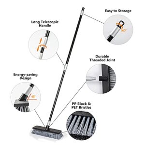 12-Pack Heavy Duty Stiff Bristle Push Brooms Bulk with Telescopic Handle - Ideal for Schools, Warehouses, and Factories