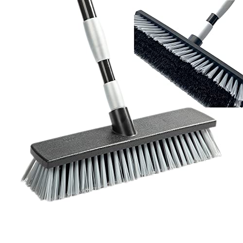 12-Pack Heavy Duty Stiff Bristle Push Brooms Bulk with Telescopic Handle - Ideal for Schools, Warehouses, and Factories